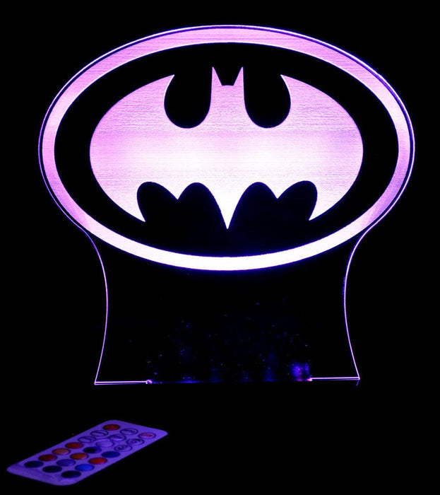 Batman Logo Gotham Sky Light Personalised Name Light 3D LED Night Light 7 Colours + Remote Control - Kustombox