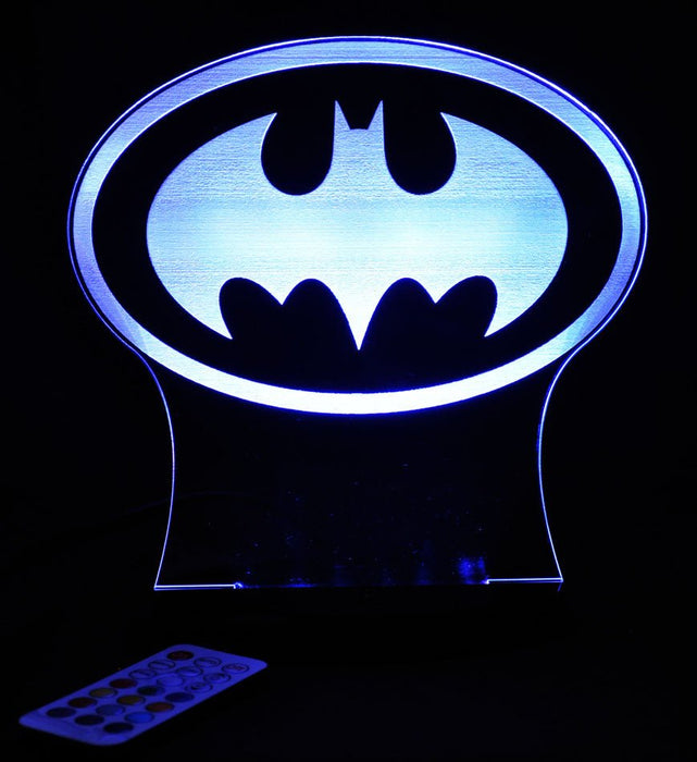 Batman Logo Gotham Sky Light Personalised Name Light 3D LED Night Light 7 Colours + Remote Control - Kustombox