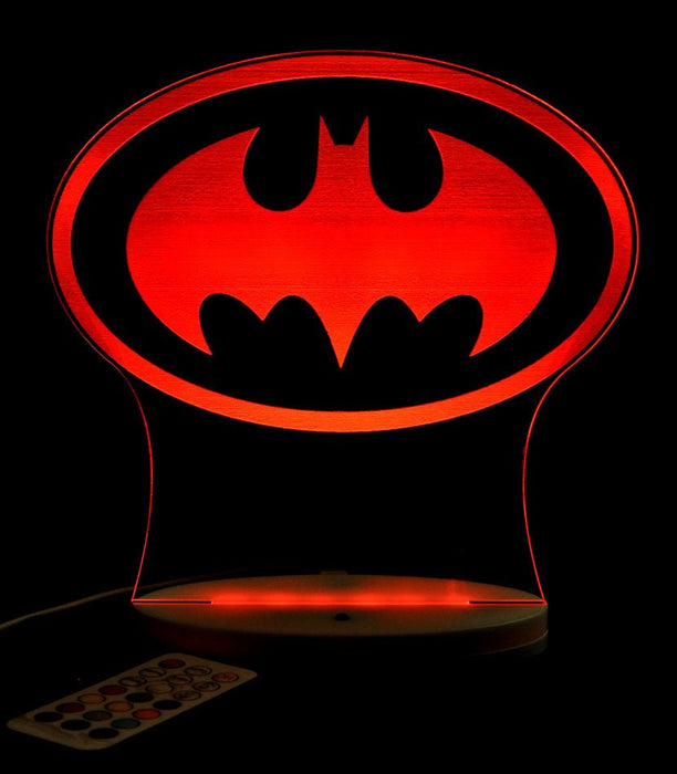 Batman Logo Gotham Sky Light Personalised Name Light 3D LED Night Light 7 Colours + Remote Control - Kustombox
