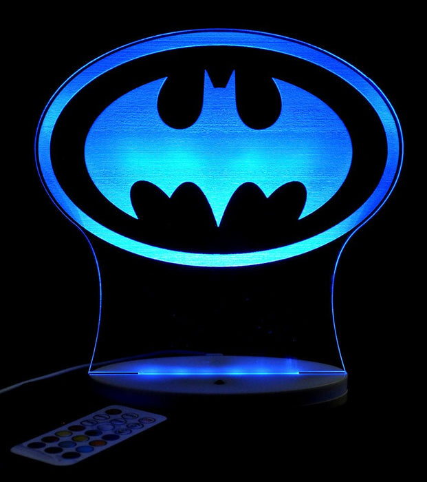 Batman Logo Gotham Sky Light Personalised Name Light 3D LED Night Light 7 Colours + Remote Control - Kustombox