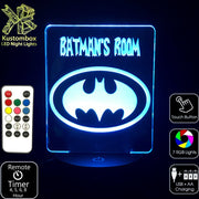 Batman Personalised Name Light - LED Night Light 7 Colours + Remote Control - Kustombox