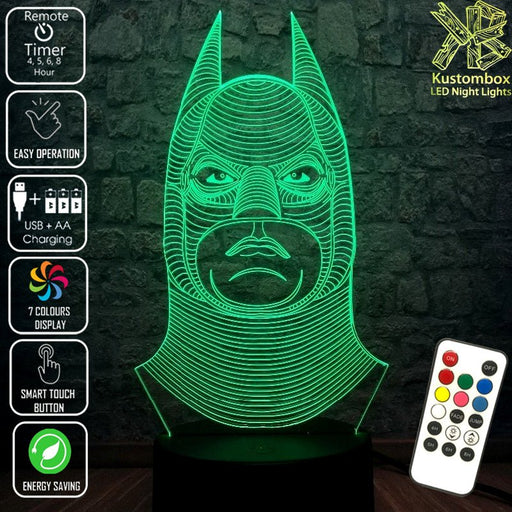 Batman Wire Mask Face- LED Night Light 7 Colours + Remote Control - Kustombox