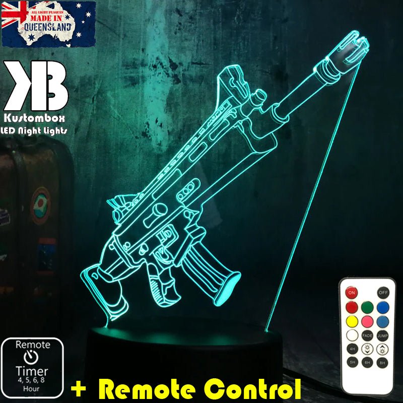 Battle Royal Machine Gun - LED Night Light 7 Colours + Remote Control - Kustombox