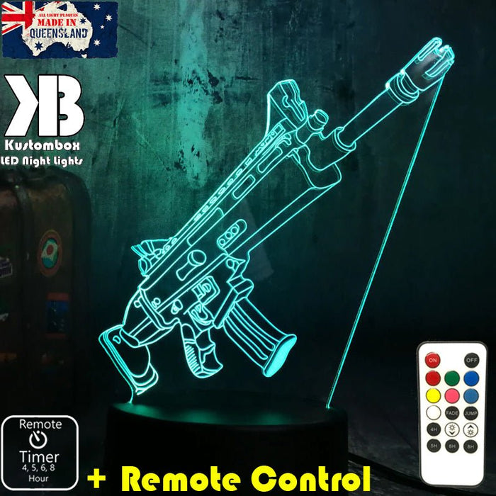 Battle Royal Machine Gun - LED Night Light 7 Colours + Remote Control - Kustombox