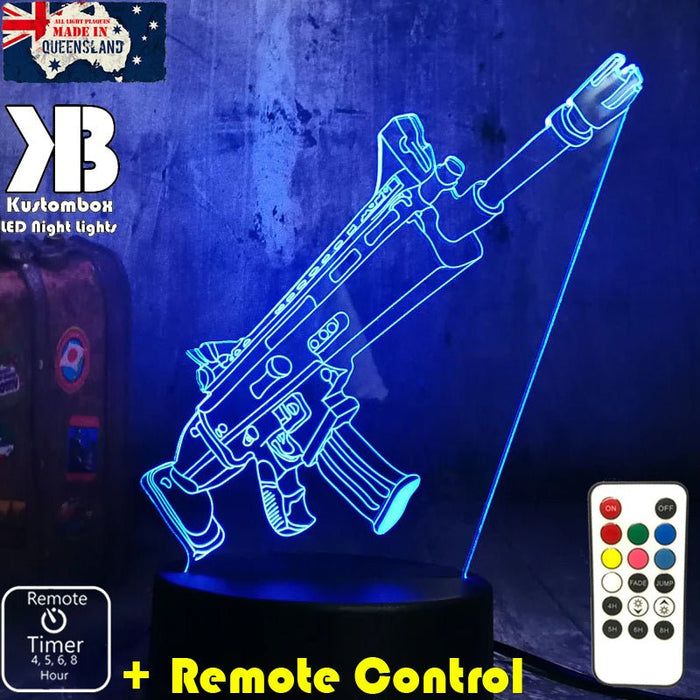 Battle Royal Machine Gun - LED Night Light 7 Colours + Remote Control - Kustombox