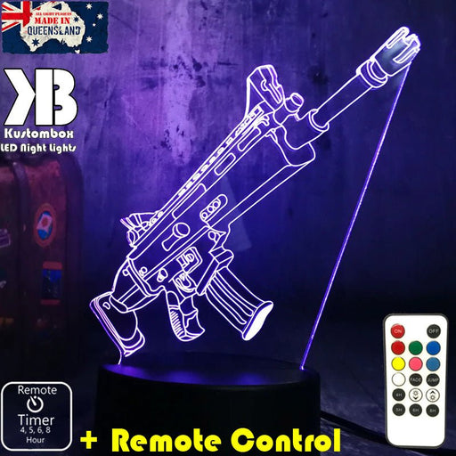 Battle Royal Machine Gun - LED Night Light 7 Colours + Remote Control - Kustombox