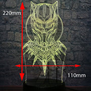 Black Panther Face Mask Avengers- LED Night Light 7 Colours + Remote Control - Kustombox