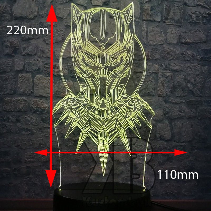 Black Panther Face Mask Avengers- LED Night Light 7 Colours + Remote Control - Kustombox