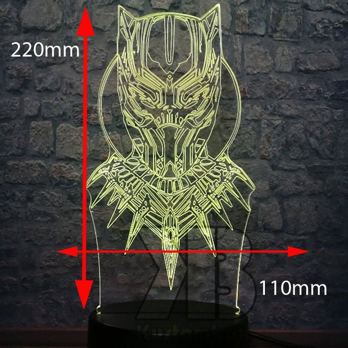 Black Panther Face Mask Avengers- LED Night Light 7 Colours + Remote Control - Kustombox