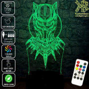 Black Panther Face Mask Avengers- LED Night Light 7 Colours + Remote Control - Kustombox