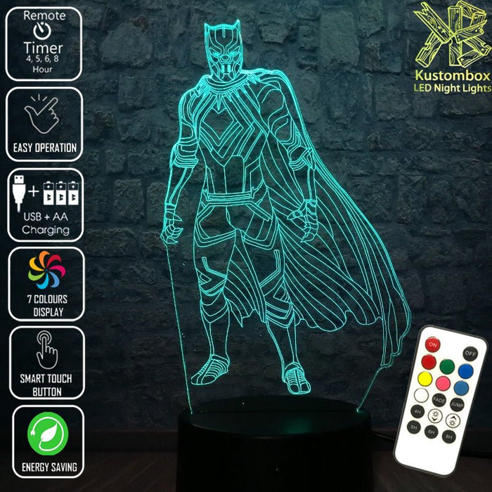 Black Panther Statue Avengers - LED Night Light 7 Colours + Remote Control - Kustombox