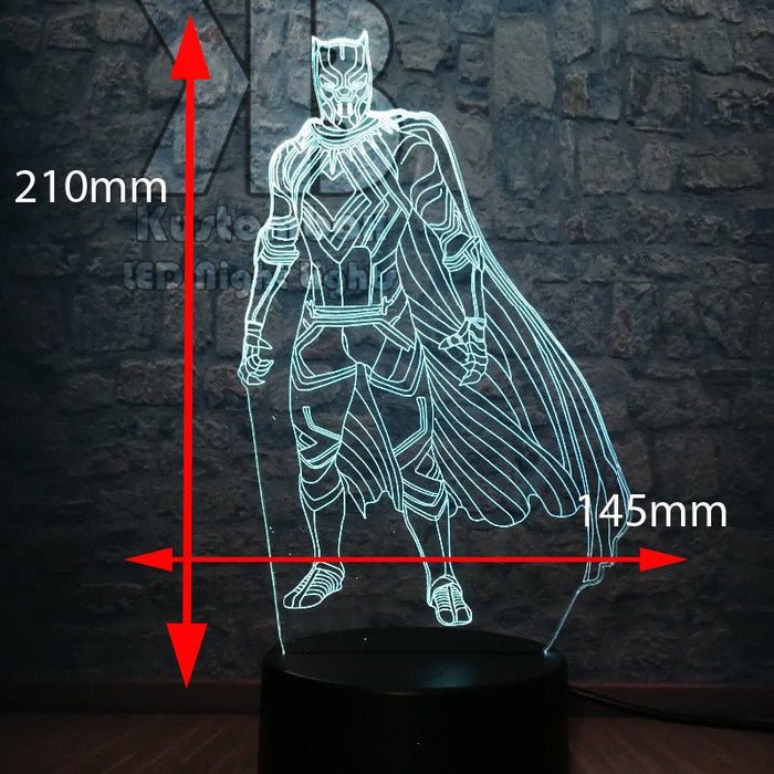 Black Panther Statue Avengers - LED Night Light 7 Colours + Remote Control - Kustombox