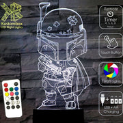 Boba Fett Star Wars - LED Night Light 7 Colours + Remote Control - Kustombox