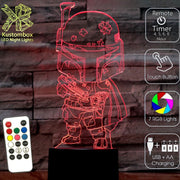 Boba Fett Star Wars - LED Night Light 7 Colours + Remote Control - Kustombox