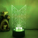 BTS Army Music Logo - LED Night Light 7 Colours + Remote Control - Kustombox