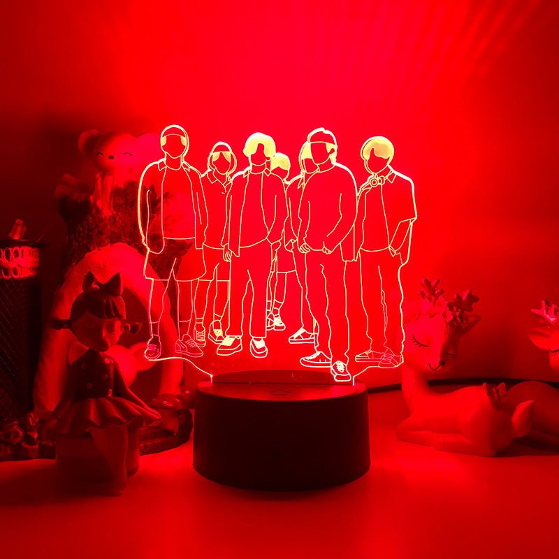BTS Boy Band Music Group- LED Night Light 7 Colours + Remote Control - Kustombox