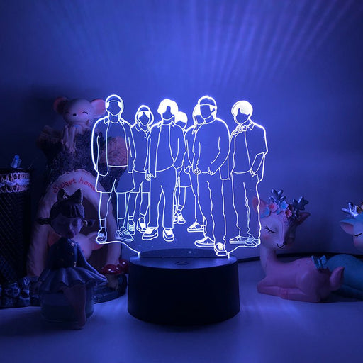 BTS Boy Band Music Group- LED Night Light 7 Colours + Remote Control - Kustombox