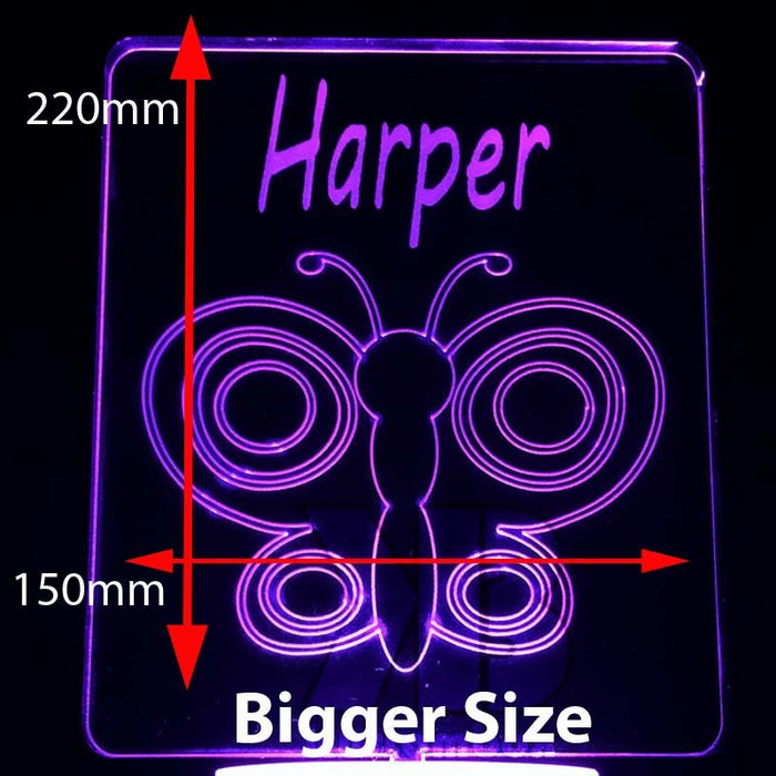 Butterfly Personalised Name Light - LED Night Light 7 Colours + Remote Control - Kustombox