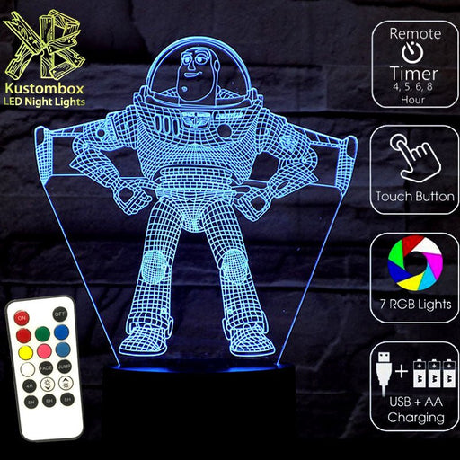 Buzz Light Year Dinsey toy story - LED Night Light 7 Colours + Remote Control - Kustombox