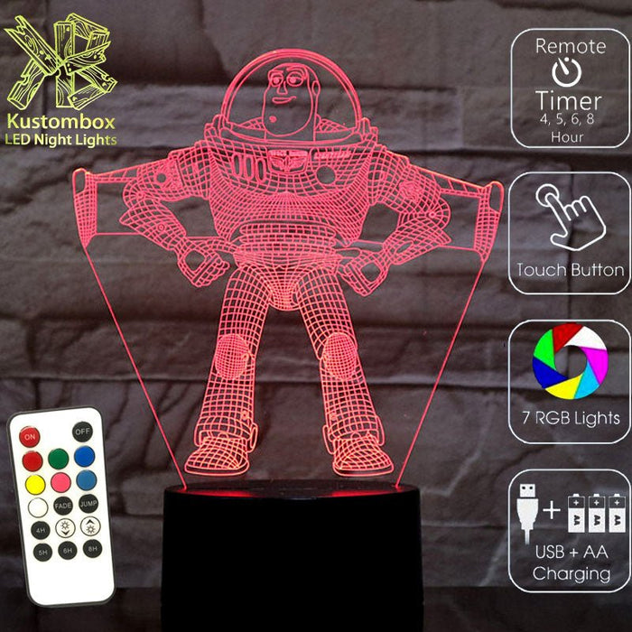 Buzz Light Year Dinsey toy story - LED Night Light 7 Colours + Remote Control - Kustombox