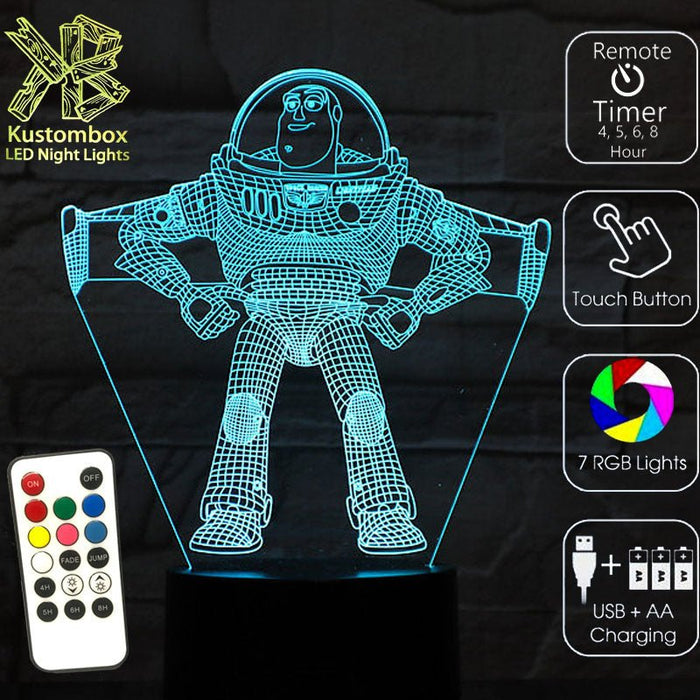 Buzz Light Year Dinsey toy story - LED Night Light 7 Colours + Remote Control - Kustombox