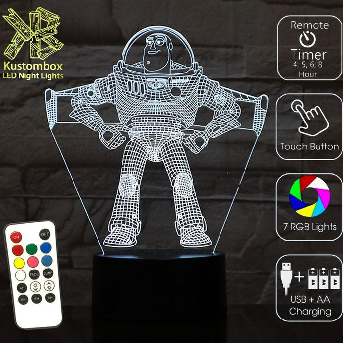 Buzz Light Year Dinsey toy story - LED Night Light 7 Colours + Remote Control - Kustombox