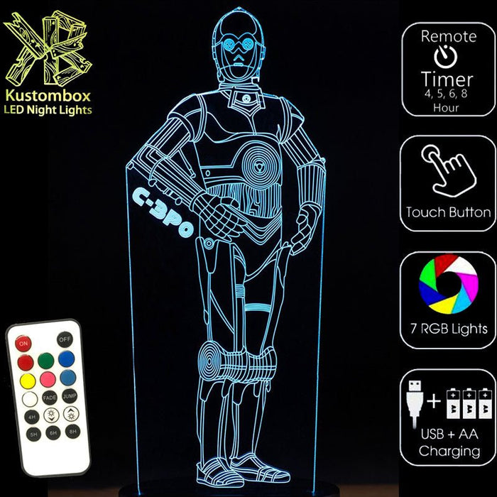 C3PO Star Wars- LED Night Light 7 Colours + Remote Control - KustomboxNight Lights & Ambient LightingKustomboxStandard Size
