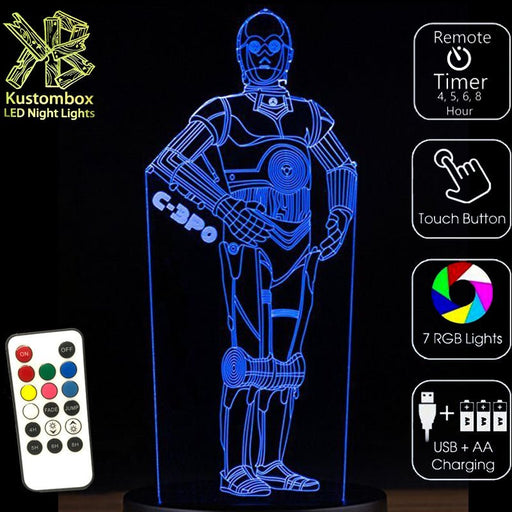 C3PO Star Wars- LED Night Light 7 Colours + Remote Control - KustomboxNight Lights & Ambient LightingKustomboxStandard Size