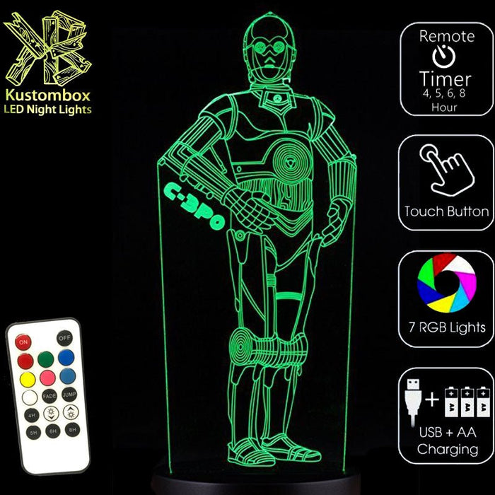 C3PO Star Wars- LED Night Light 7 Colours + Remote Control - KustomboxNight Lights & Ambient LightingKustomboxStandard Size