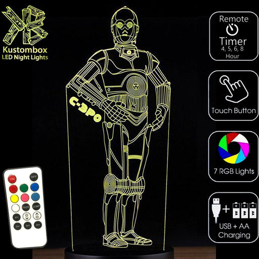 C3PO Star Wars- LED Night Light 7 Colours + Remote Control - KustomboxNight Lights & Ambient LightingKustomboxStandard Size