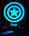 Captain America Sheild Personalised Name - 3D LED Night Light 7 Colours + Remote Control AVENGERS- Kustombox