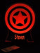 Captain America Sheild Personalised Name - 3D LED Night Light 7 Colours + Remote Control AVENGERS- Kustombox