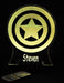 Captain America Sheild Personalised Name - 3D LED Night Light 7 Colours + Remote Control AVENGERS- Kustombox