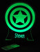 Captain America Sheild Personalised Name - 3D LED Night Light 7 Colours + Remote Control AVENGERS- Kustombox
