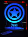 Captain America Sheild Personalised Name - 3D LED Night Light 7 Colours + Remote Control AVENGERS- Kustombox