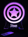Captain America Sheild Personalised Name - 3D LED Night Light 7 Colours + Remote Control AVENGERS- Kustombox