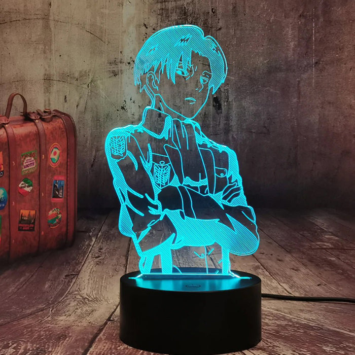 Captian Levi Ackerman Attack on Titan - 3D LED Night Light 7 Colours + Remote Control - Kustombox