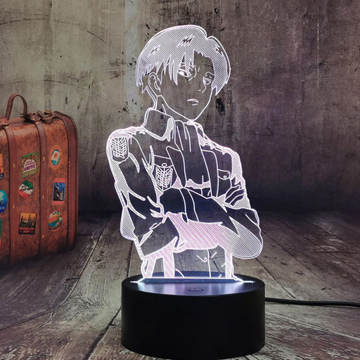 Captian Levi Ackerman Attack on Titan - 3D LED Night Light 7 Colours + Remote Control - Kustombox