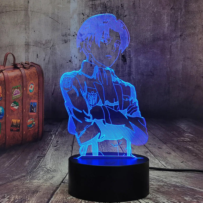 Captian Levi Ackerman Attack on Titan - 3D LED Night Light 7 Colours + Remote Control - Kustombox