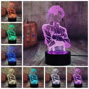 Captian Levi Ackerman Attack on Titan - 3D LED Night Light 7 Colours + Remote Control - Kustombox