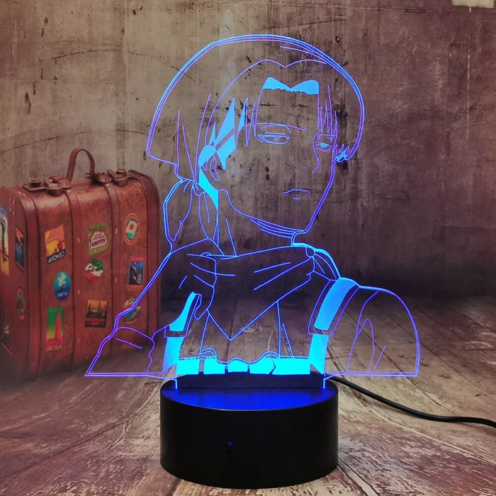 Captian Levi Attack on Titan - 3D LED Night Light 7 Colours + Remote Control - Kustombox Attack on titan