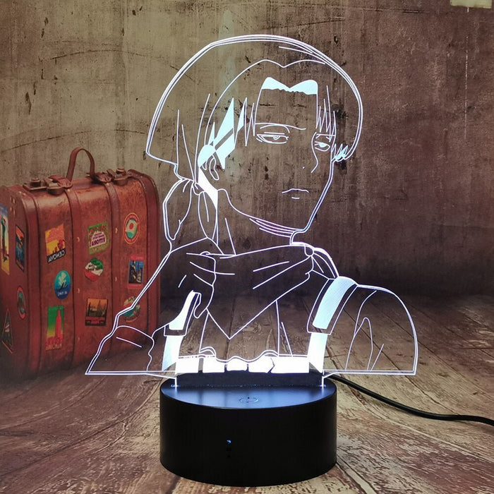 Captian Levi Attack on Titan - 3D LED Night Light 7 Colours + Remote Control - Kustombox Attack on titan