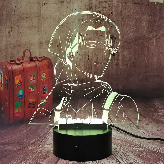 Captian Levi Attack on Titan - 3D LED Night Light 7 Colours + Remote Control - Kustombox Attack on titan