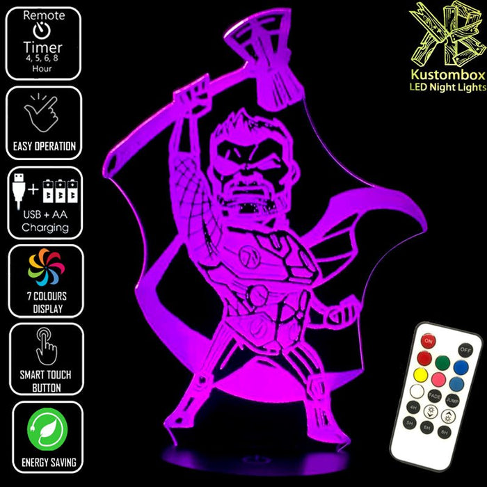Cartoon Thor Statue Hammer Ragnarok 3D LED Night Light 7 Colour Remote Control - KustomboxNight Lights & Ambient LightingKustomboxStandard Size