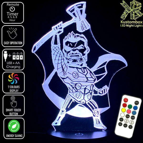Cartoon Thor Statue Hammer Ragnarok 3D LED Night Light 7 Colour Remote Control - KustomboxNight Lights & Ambient LightingKustomboxStandard Size