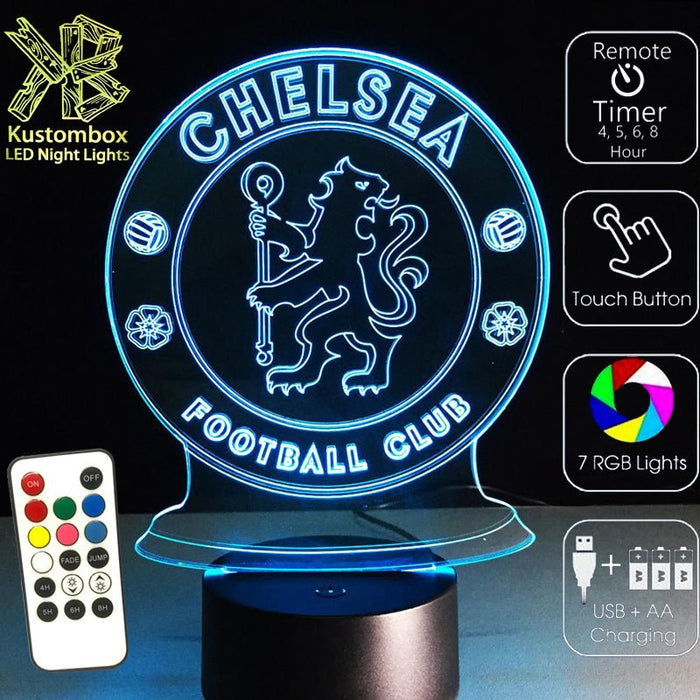 CHELSEA Football Club LED Night Light 7 Colours + Remote Control - Kustombox EFC