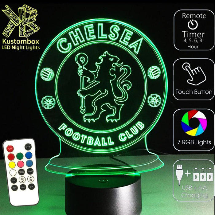 CHELSEA Football Club LED Night Light 7 Colours + Remote Control - Kustombox EFC