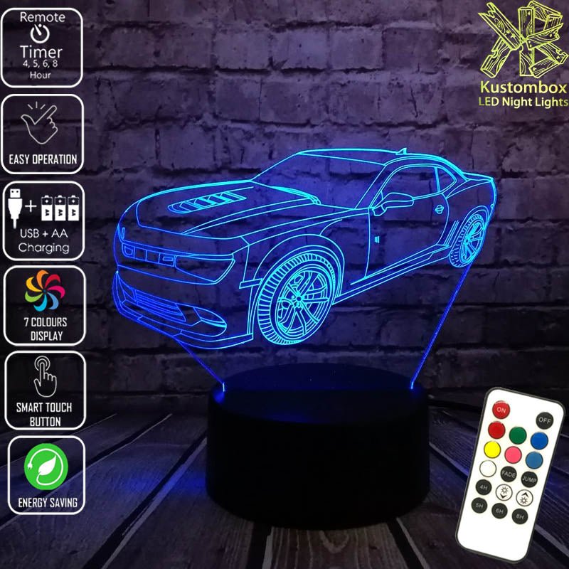 Chevrolet Camaro bumble bee Car- LED Night Light 7 Colours + Remote Control - Kustombox
