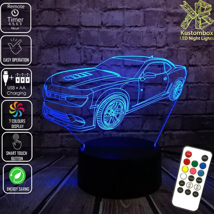 Chevrolet Camaro bumble bee Car- LED Night Light 7 Colours + Remote Control - Kustombox