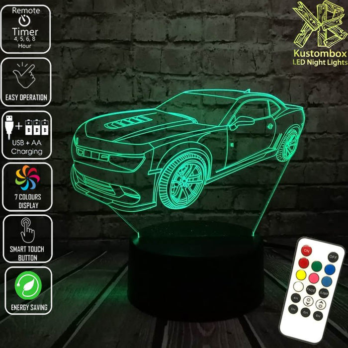Chevrolet Camaro bumble bee Car- LED Night Light 7 Colours + Remote Control - Kustombox